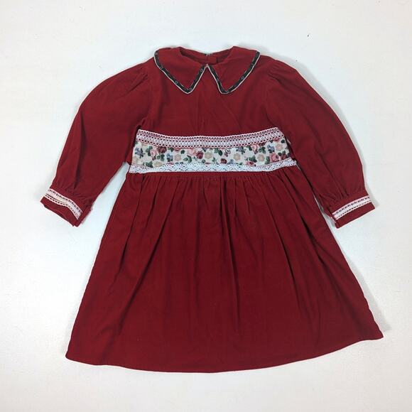 Curcuna Dress Girls Size 4-5T Red Corduroy Ribbon Christmas - Picture 1 of 5